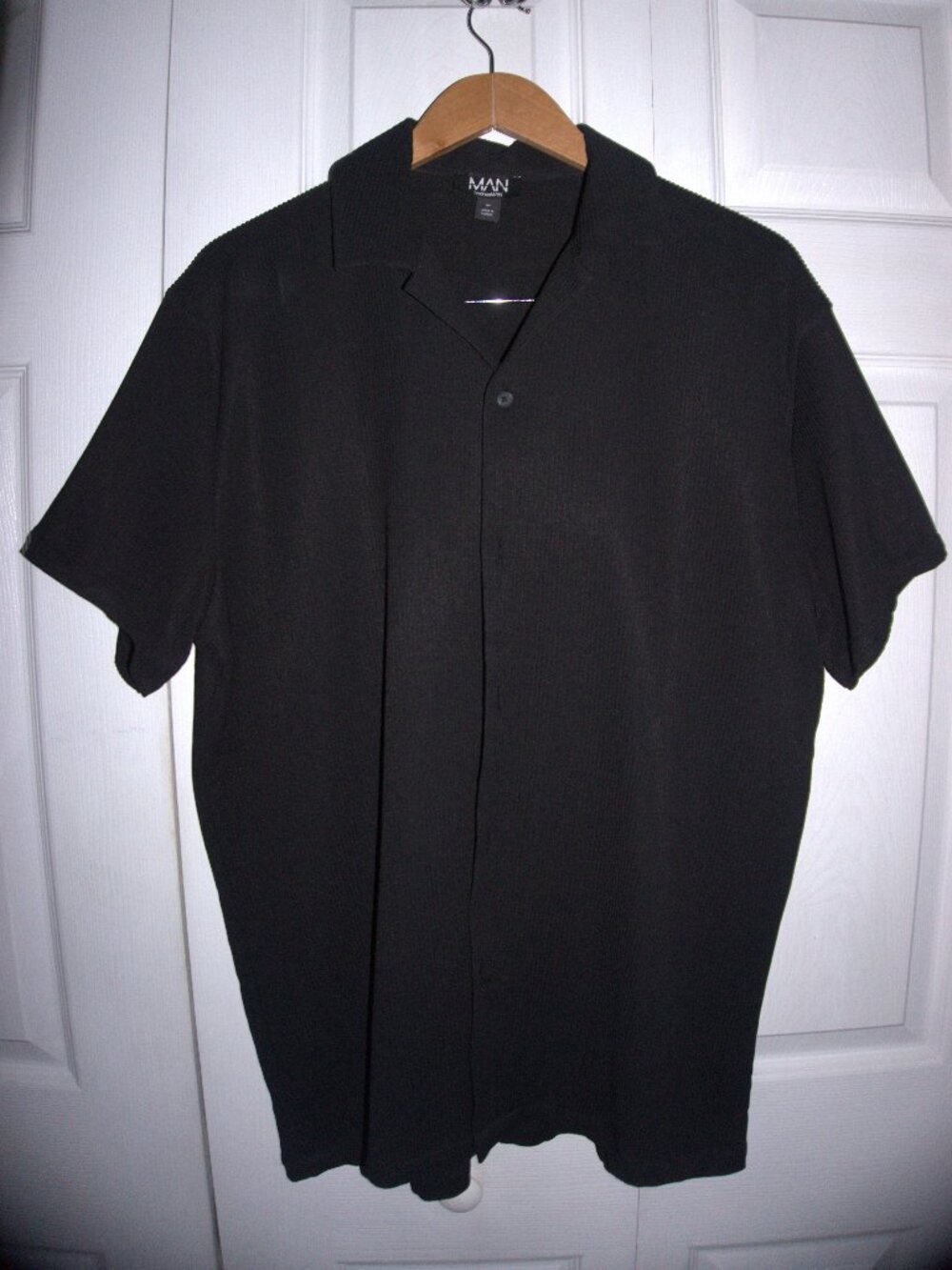 BoohooMan Short Sleeve Revere Oversized Fit Pleated Shirt